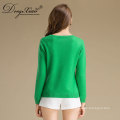 Gros pas cher dernière conception dames plaine vert Slim Fit Pullover